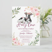 聖牛高地ふくらはぎ女の子の赤ちゃんシャワー植物学 招待状 (スタンド正面)