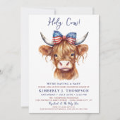 聖牛高地ふくらはぎ愛国的な赤ちゃんシャワー 招待状 (正面)