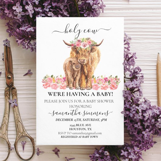 聖牛高地ふくらはぎ赤ちゃんシャワーピンクブルー 招待状