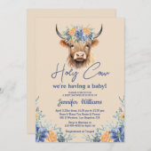 聖牛高地ふくらはぎ赤ちゃんシャワーフローラ 招待状 (正面/裏面)