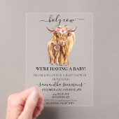 聖牛高地ふくらはぎ赤ちゃんシャワー アクリル招待状 (インサイチュ (ポータブル))