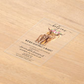 聖牛高地ふくらはぎ赤ちゃんシャワー アクリル招待状 (レイダウン)