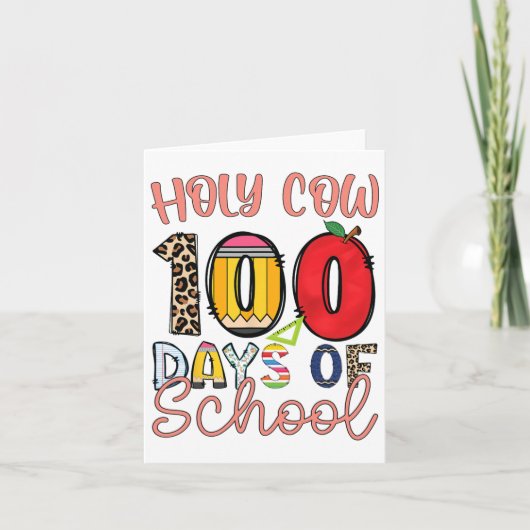 聖牛100日の学校先生学生子供 カード (正面)