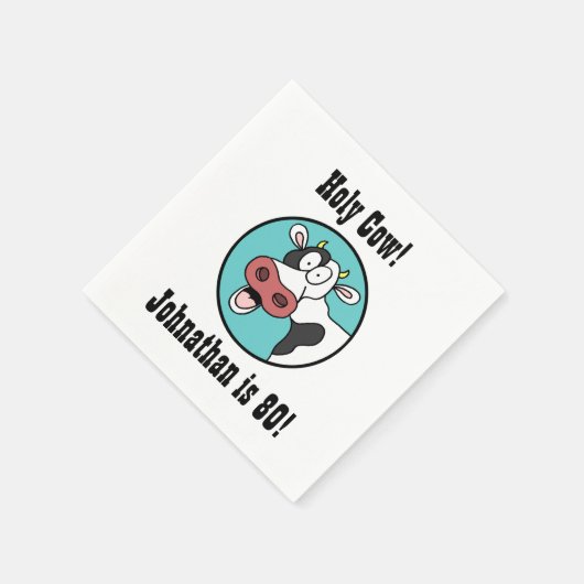 聖牛80歳パーソナライズされた誕生日パーティーのナプキンス スタンダードカクテルナプキン (角)