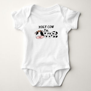 聖牛I'm 1 Pink Cow 1st birthday cute ベビーボディスーツ