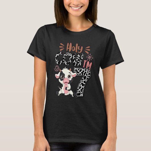 聖牛I'm 7誕生日少年7番目の牛のファーム動物B Tシャツ (正面)