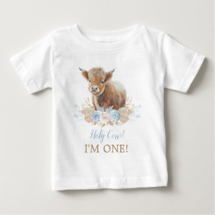 聖牛I'm One Boho Blueフローラ1st誕生日 ベビーTシャツ