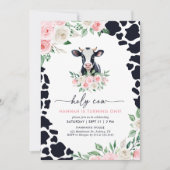 聖牛I'm One Pinkフローラガールカウー1st誕生日 招待状 (正面)