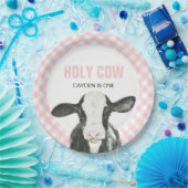 聖牛I'm One Pink Plaid誕生日紙プレート ペーパープレート (パーティー)