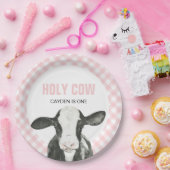 聖牛I'm One Pink Plaid誕生日紙プレート ペーパープレート (パーティー)