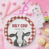 聖牛i'm One Red Plaid誕生日紙プレート ペーパープレート (パーティー)