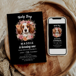 聖犬よ私は一人だ!ドッグガール1歳の誕生日 招待状