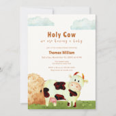 聖男女兼用牛農場動物の赤ちゃんシャワー 招待状 (正面)