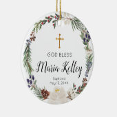 聖白フローラパーソナライズされたバプテスマ セラミックオーナメント (右)