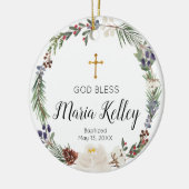 聖白フローラパーソナライズされたバプテスマ セラミックオーナメント (左)