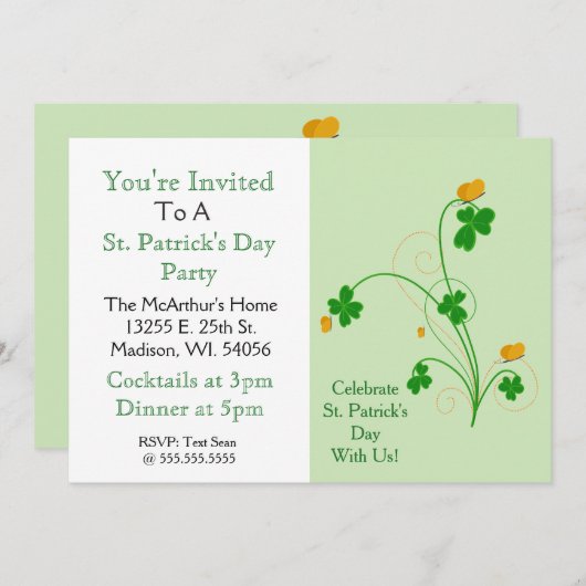 聖祝パトリックの日が来た!」 パーティー 招待状 (正面/裏面)
