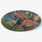 聖祝牛を装ったディワリ ペーパープレート (アングル)