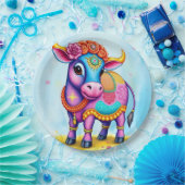 聖祝牛を装ったディワリ ペーパープレート (パーティー)