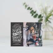 聖素朴夜の歌詞クリスマスのチャルクボード シーズンポストカード (スタンド正面)