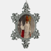 聖者のニコラスのクリスマスツリーのオーナメント スノーフレークピューターオーナメント (左)