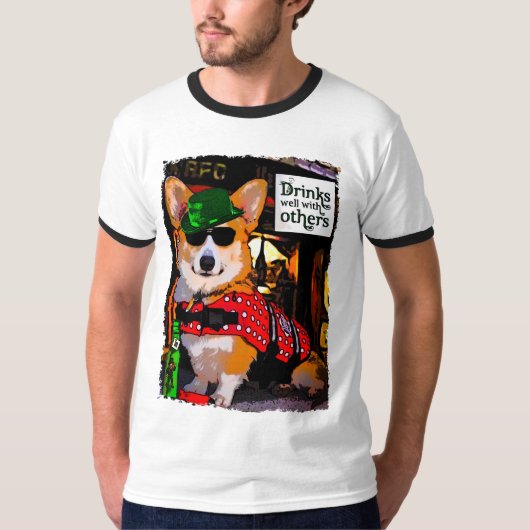 聖者のハンバーグの日のウェルシュコーギー Tシャツ (正面)