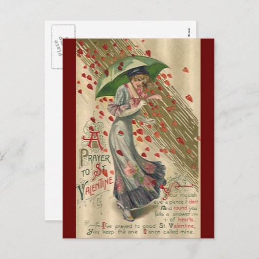 聖者のバレンタイン、ヴィンテージのビクトリア時代の人の女性への祈りの言葉 シーズンポストカード (正面/裏面)