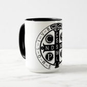 聖者ベネディクトメダル15オンスのマグ マグカップ (正面左)