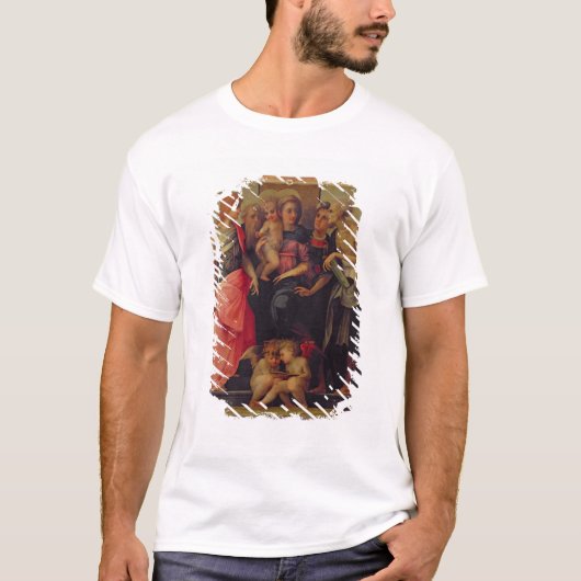 聖者、c.1518 (窓ガラスを持つマドンナそして子供の油 tシャツ (正面)
