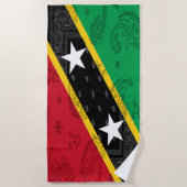 聖者Kitts及びネビスはビーチタオルに印を付けます ビーチタオル (正面)