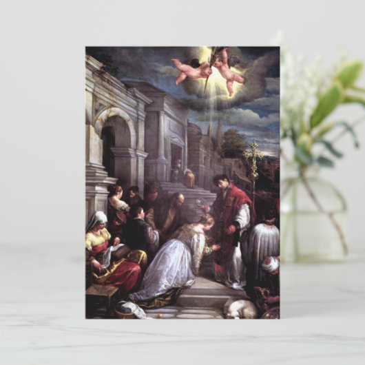 聖者Lucilla - Bassanoに洗礼を施している聖者のバレンタイン シーズンカード (スタンド正面)