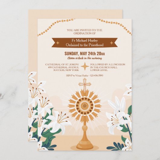 聖職任命式の招待状 招待状 (正面/裏面)