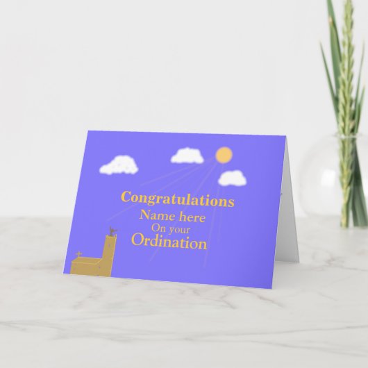 聖職授与式のお祝いは加えます名前をカスタマイズ カード (正面)