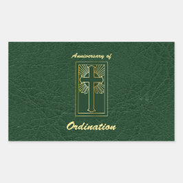 聖職者のコーディネーションレザールック記念日 長方形シール