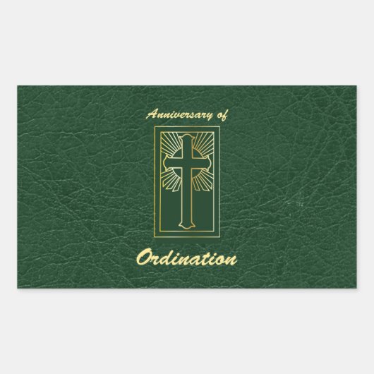 聖職者のコーディネーションレザールック記念日 長方形シール (正面)