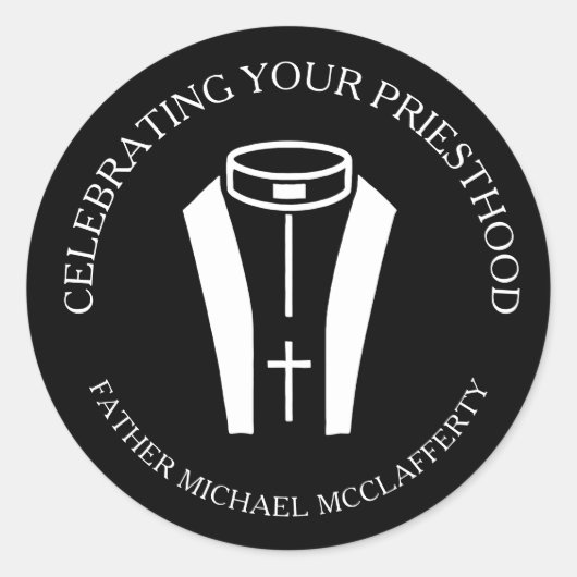 聖職者カラー白黒の調整 ラウンドシール (正面)