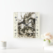 聖職者ジョージ・アンド・ドラゴン白黒 スクエア壁時計 (ホーム)