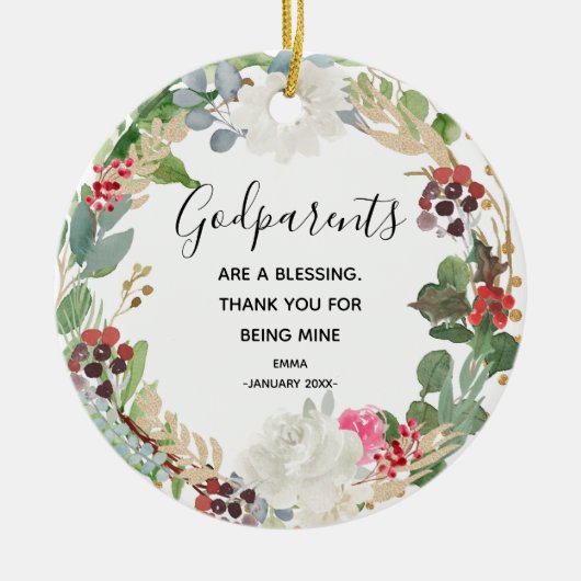 聖花の神パーソナライズされた父母の聖降誕祭 セラミックオーナメント (正面)