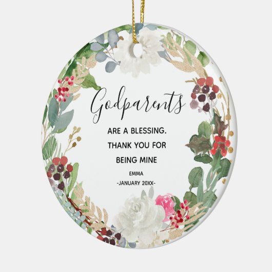 聖花の神パーソナライズされた父母の聖降誕祭 セラミックオーナメント (左)
