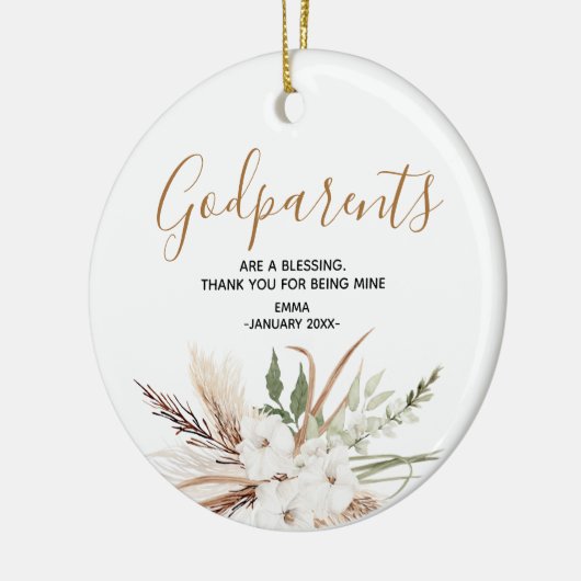 聖花神パーソナライズされた父母クリスマス セラミックオーナメント (左)