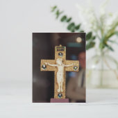 聖遺物十字架、象牙のキリスト像を飾った金の十字架 ポストカード (スタンド正面)