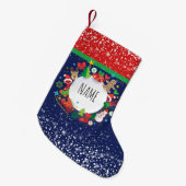 聖降誕祭おめでとう!モノグラムクリスマス スモールクリスマスストッキング (正面 (吊り時))