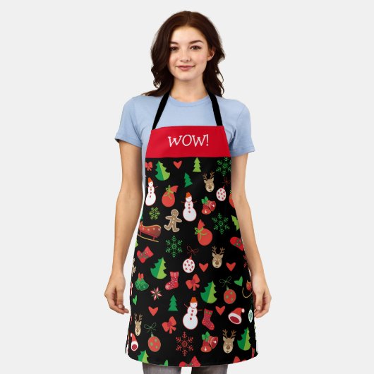 聖降誕祭おめでとう！2021クリスマス雪 エプロン (着用した状態)