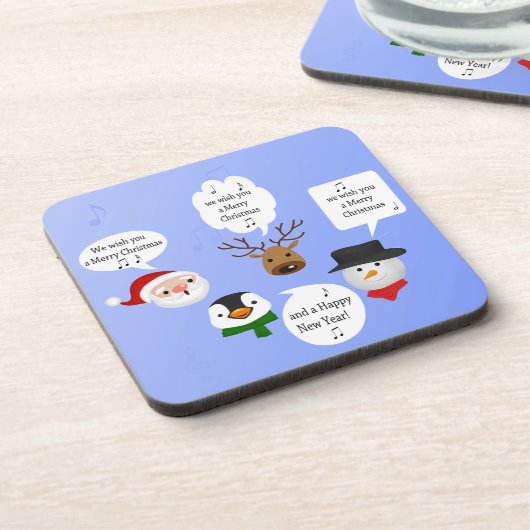 聖降誕祭おもしろいお目出とうございます コースター (左側)