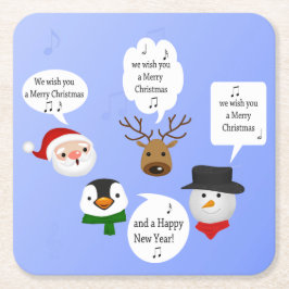 聖降誕祭おもしろいお目出とうございます スクエアペーパーコースター