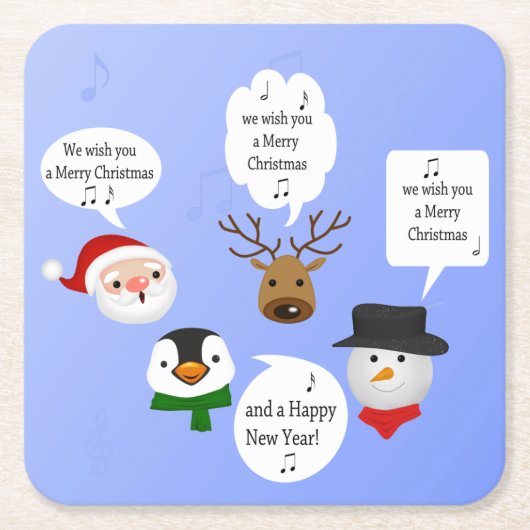 聖降誕祭おもしろいお目出とうございます スクエアペーパーコースター (正面)