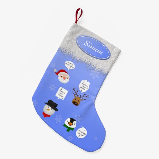 聖降誕祭おもしろいお目出とうございます スモールクリスマスストッキング (正面 (吊り時))