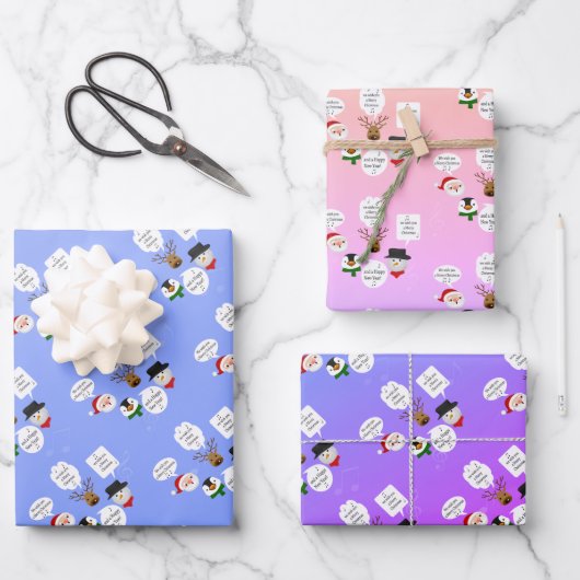 聖降誕祭おもしろいお目出とうございます ラッピングペーパーシート (正面)