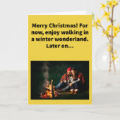 聖降誕祭おもしろいの聖火でパースピアをパイン カード (黄色い花)