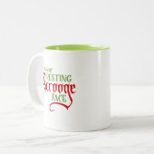 聖降誕祭おもしろい休スクルージ顔 ツートーンマグカップ (正面左)