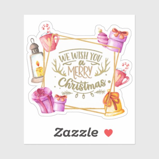 聖降誕祭お目出とうございますピンクと紫 シール (シート)